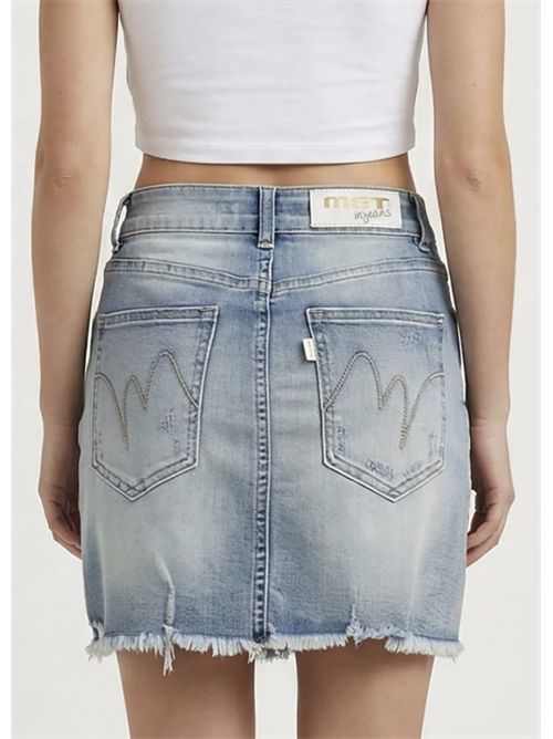 Gonna Denim Chiaro Mini  Vita Media -  Orlo Sfrangiato - Stile Casual Estivo Met Met | M12 T1L955V. UNICA